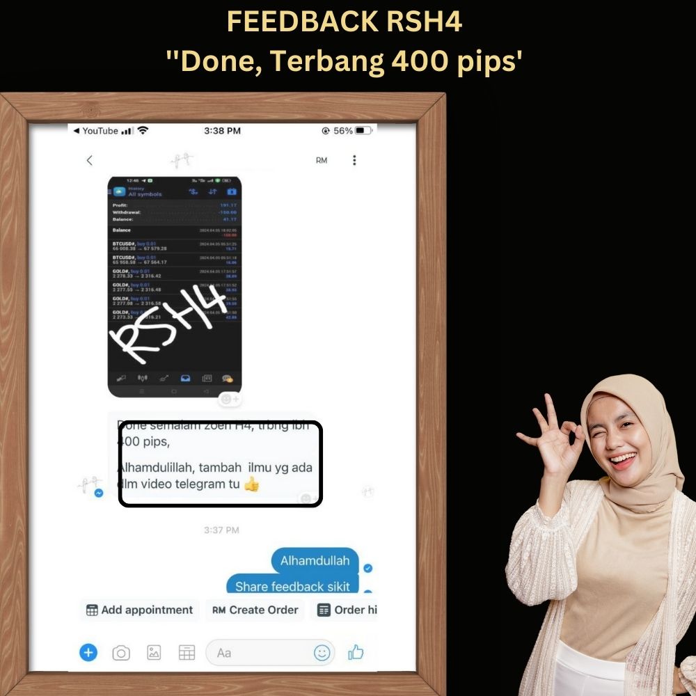Feedback pelajar RSH4: Done, terbang 400 pips. Alhamdulillah tambah ilmu